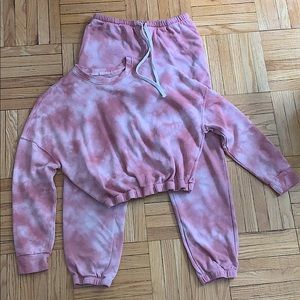Pink Tie Dye Sweatsuit Matching Jogger Set